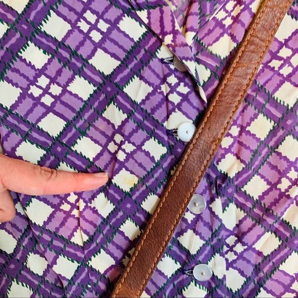 Vintage 1950s Purple Print Shirt Dress - Picture 7 of 8